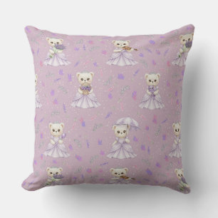Süßes Lavendel-Prinzessin-Bär-Muster Kissen