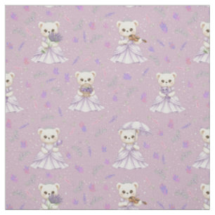 Süßes Lavendel-Prinzessin-Bär-Muster Stoff