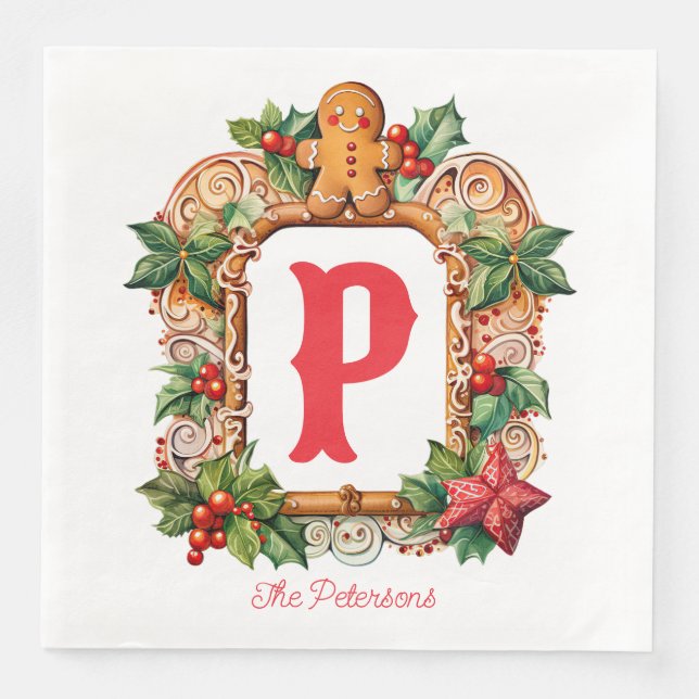 Süßes Lebkuchen Monogramm Serviette (Vorderseite)