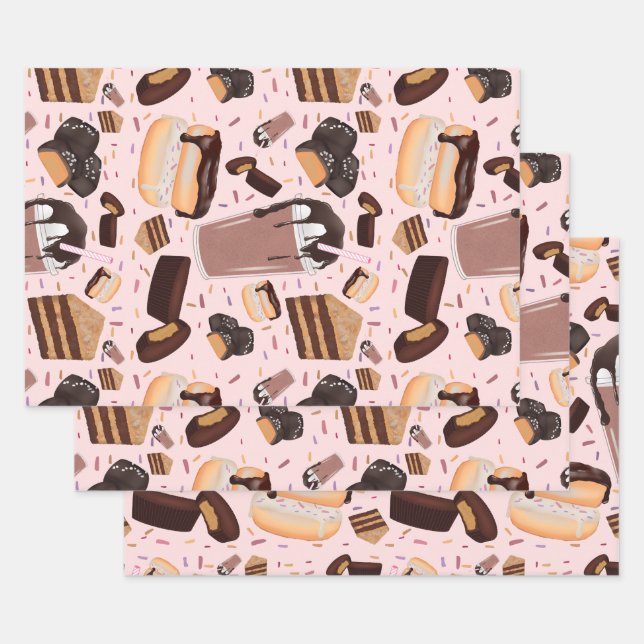 Süßes Leckereien Schokolade Donut Mocha Erdnuss Bu Geschenkpapier Set (Set)