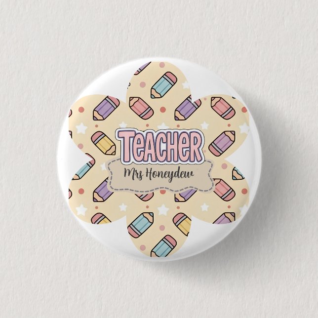 Süßes Lehrer-Dankeschön-Bleistift-Muster Button (Vorderseite)