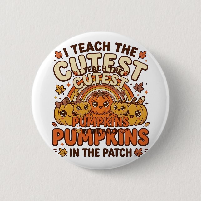 Süßes Lehrer-Kürbis Herbst-Klassenzimmer Vektor-De Button (Vorderseite)