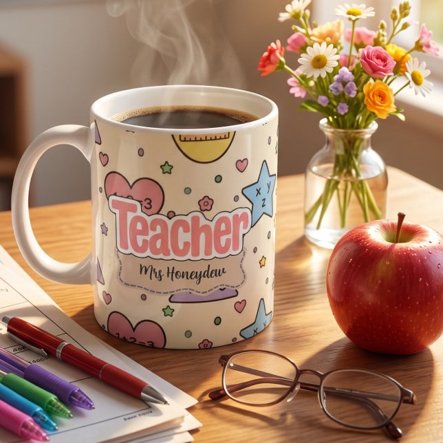 Süßes Lehrer-Mathe-Formen-Muster  Kaffeetasse (Von Creator hochgeladen)