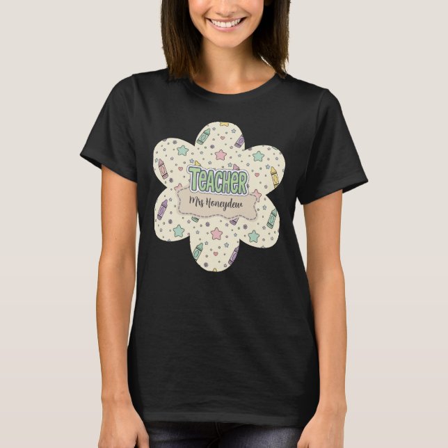 Süßes Lehrer-Schul-Crayon-Muster  T-Shirt (Vorderseite)