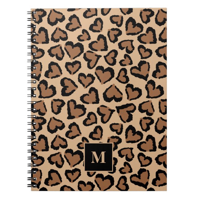 Süßes Leopard-Einzelstück-Monogramm Notizblock (Vorderseite)
