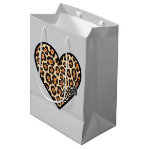 Süßes Leopard-Herz Valentinstag Geschenk Mittlere Geschenktüte