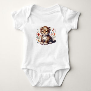 Süßes Leopardbaby mit Blumen Baby Strampler