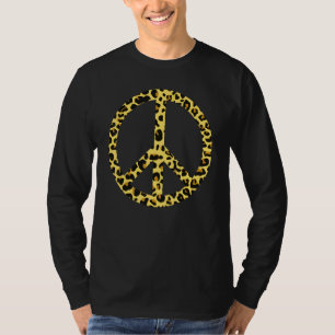 Süßes Leopardenmuster-Friedenssymbol-Schild 60er 7 T-Shirt