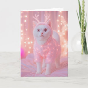 Süßes leuchtendes Rentier-Kitty Winterfantasie     Karte