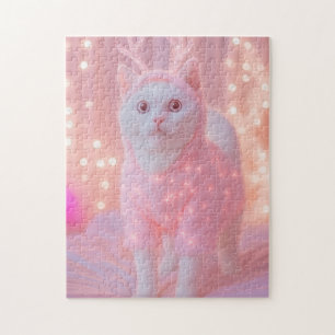 Süßes leuchtendes Rentier-Kitty Winterfantasie     Puzzle