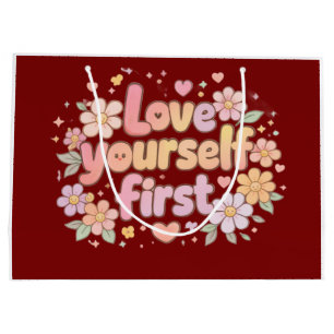Süßes Lieb Dich Selbst Florales Zitat Design Ges Große Geschenktüte