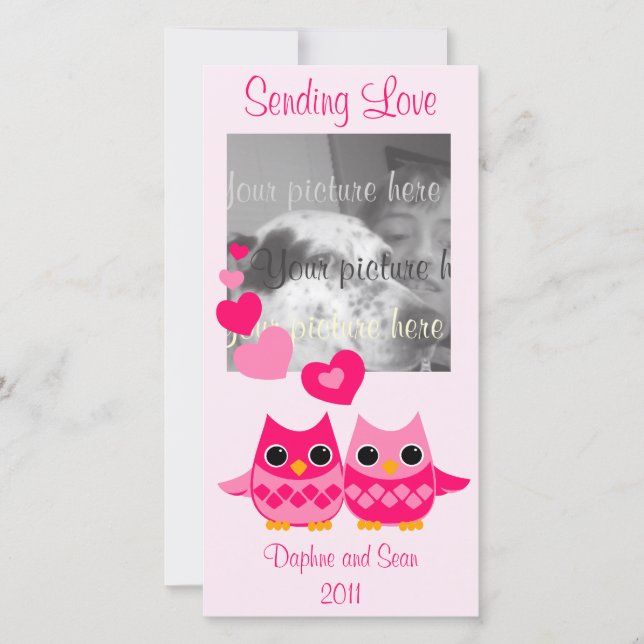 Süßes Liebe Owls Feiertagskarte (Vorderseite)