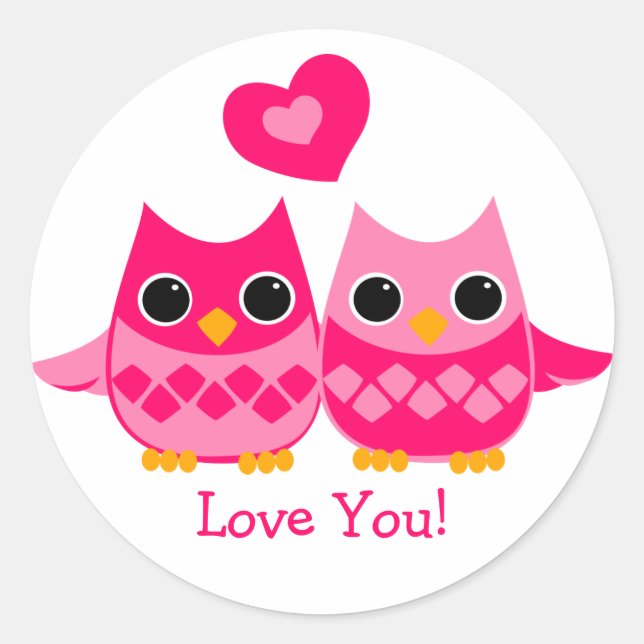 Süßes Liebe Owls Runder Aufkleber (Vorderseite)