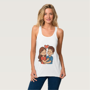Süßes Liebes-Sticker Cartoon-Paar in Liebe Tank Top