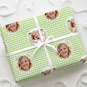 Süßes Liebesherz 2 Foto Hübsches grünes Muster Geschenkpapier