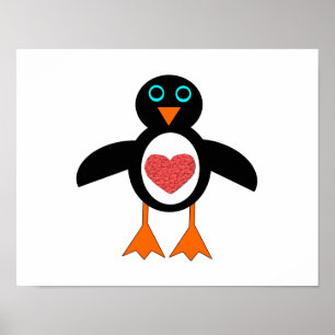 Süßes Liebesherz Pinguin Poster