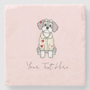 Süßes Liebesherz-Schnauzer-Design mit langen Ohren Steinuntersetzer