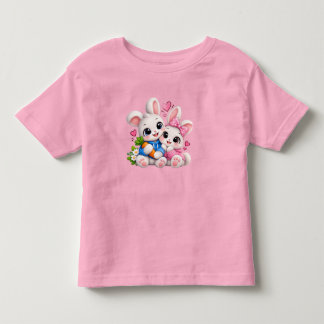 Süßes Liebespaar-Häschen-Umarmen-Toddler-T-Shirt Kleinkind T-shirt