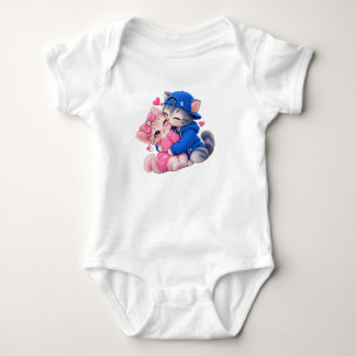 Süßes Liebespaar Katzen Baby Bodysuit, Anbetungswü Strampler