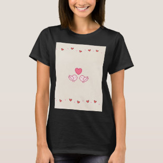 Süßes Liebesvögel-Herz-Design T-Shirt
