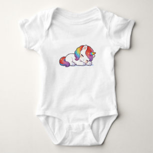Süßes Liegendes Schlafendes Regenbogen Einhorn Kaw Baby Strampler