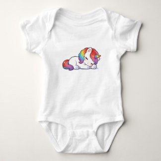 Süßes Liegendes Schlafendes Regenbogen Einhorn Kaw Baby Strampler