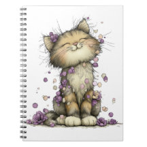 Süßes lila Blumenkatzen-Spiralnotizbuch, skurril 