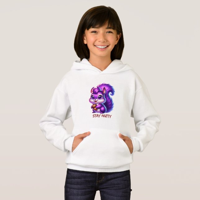Süßes lila Eichhörnchen  Hoodie (Vorne ganz)