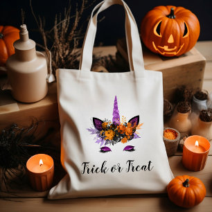 Süßes lila Einhorn Halloween-Süßigkeiten oder Saur Tragetasche