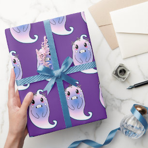 Süßes lila Gespenst Halloween-Geschenkverpackungsp Geschenkpapier