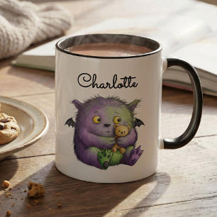 Süßes lila grünes flauschiges Monster Buddy Tasse