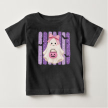 Süßes lila Halloween-Kinder-T-Shirt mit Geist