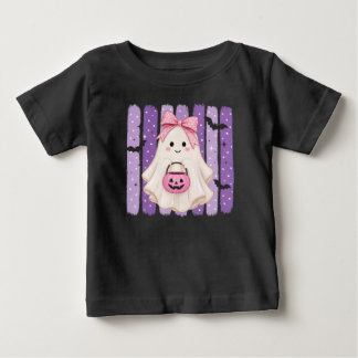 Süßes lila Halloween-Kinder-T-Shirt mit Geist Baby T-shirt