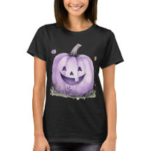 Süßes lila Jack O Lantern Halloween T-Shirt