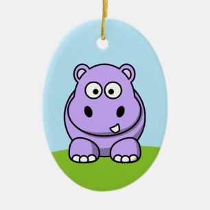 Süßes lila Nilpferd Keramik Ornament