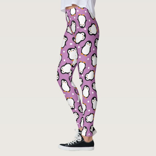 Süßes lila Pinguin-Muster Leggings (Links)