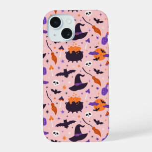 Süßes lila und rosa Halloween-Muster iPhone 15 Hülle