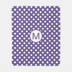 Süßes lila und weißes Monogramm mit Tupfen Fleecedecke