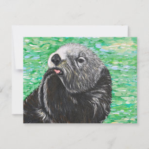 Süßes Little Sea Otter Gemälde Postkarte