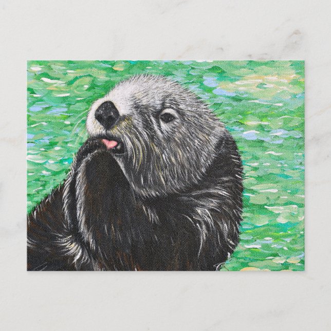 Süßes Little Sea Otter Gemälde Postkarte (Vorderseite)