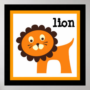 Süßes Löwen-Safari-Tiere Baby-Kinderzimmer Poster