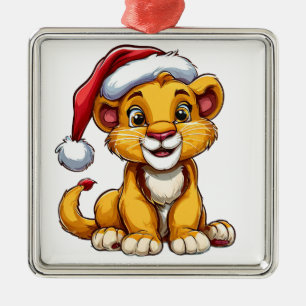 🦁 Süßes Löwenbaby Weihnachtsfreude im heimischen  Ornament Aus Metall