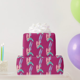 Süßes Lustiges Farbige Rosa Lila Türkis Kaninchen Geschenkpapier