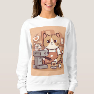 Süßes lustiges gemütliches Barista-Katze-Sweatshir Sweatshirt