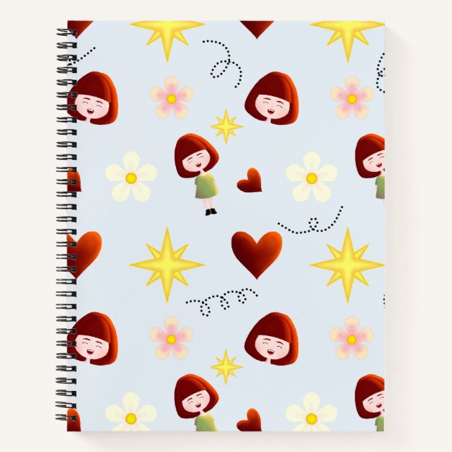 Süßes Mädchen Blumen Notizbuch (Vorderseite)