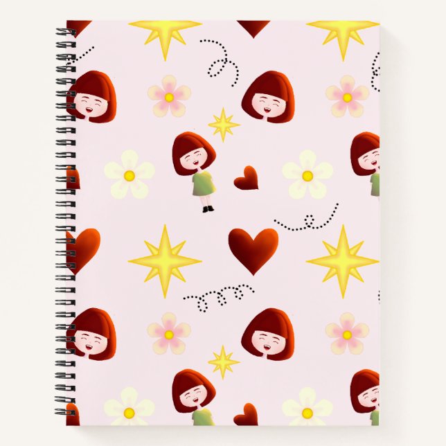Süßes Mädchen Blumen Notizbuch (Vorderseite)