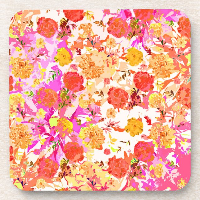 Süßes Mädchen-Blumenmuster Getränkeuntersetzer (Vorderseite)
