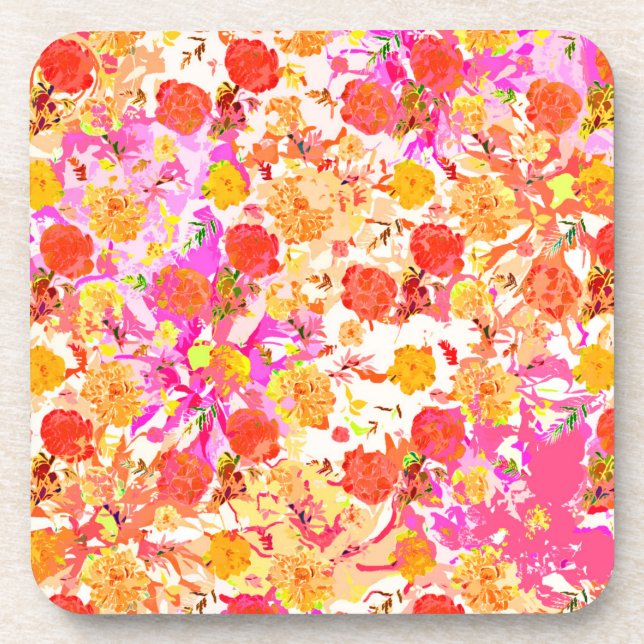 Süßes Mädchen-Blumenmuster Getränkeuntersetzer (Vorderseite)