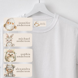 Süßes Mädchen Boho Florale Tiere Wasserfeste Name Etiketten
