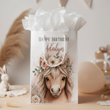 Süßes Mädchen Boho Pferd Geburtstag